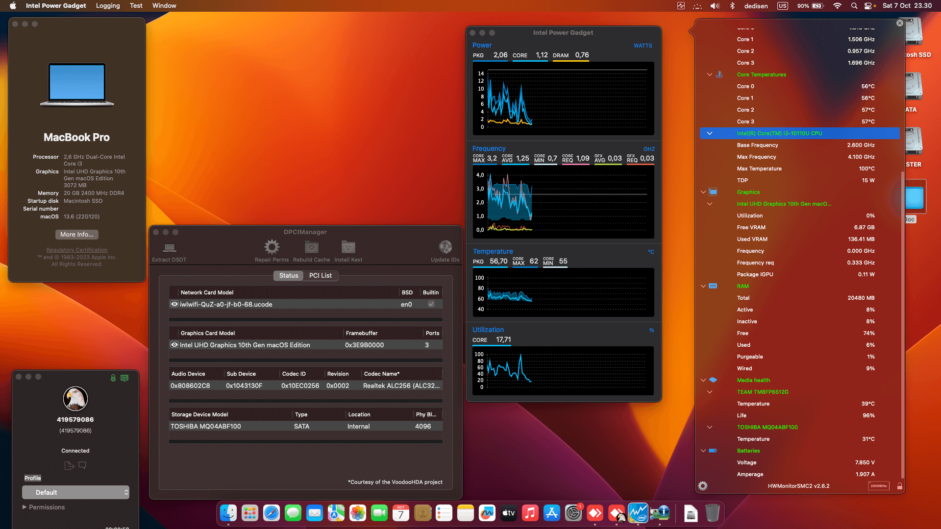 Success Hackintosh macOS Ventura 13.6 Build 22G120 in Asus VivoBook 15 A516FA-VIPS323